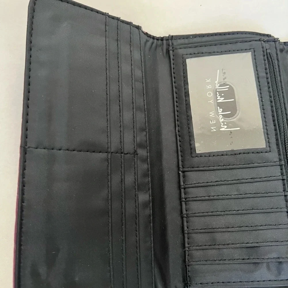 Nicole Miller New York Purple Chain Details Vegan  Leather Wallet NWT